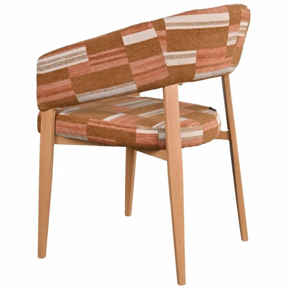 Giga Meubel Eetkamerstoel Malmö - Terracotta/Naturel Stof