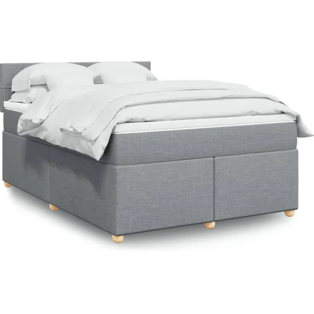 vidaXL Boxspring met matras stof lichtgrijs 140x190 cm grijs