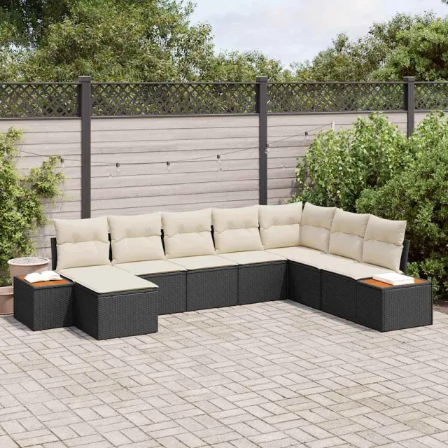 vidaXL Tuinbankenset 8 st Zwart Poly riet, foto 2