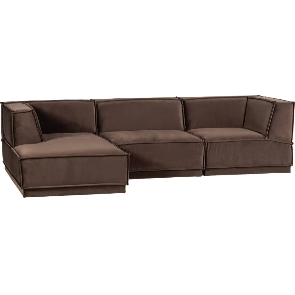WOOOD Manu Chaise Longue Bank Links - Velvet - Bruin - 73x286x160, foto 5