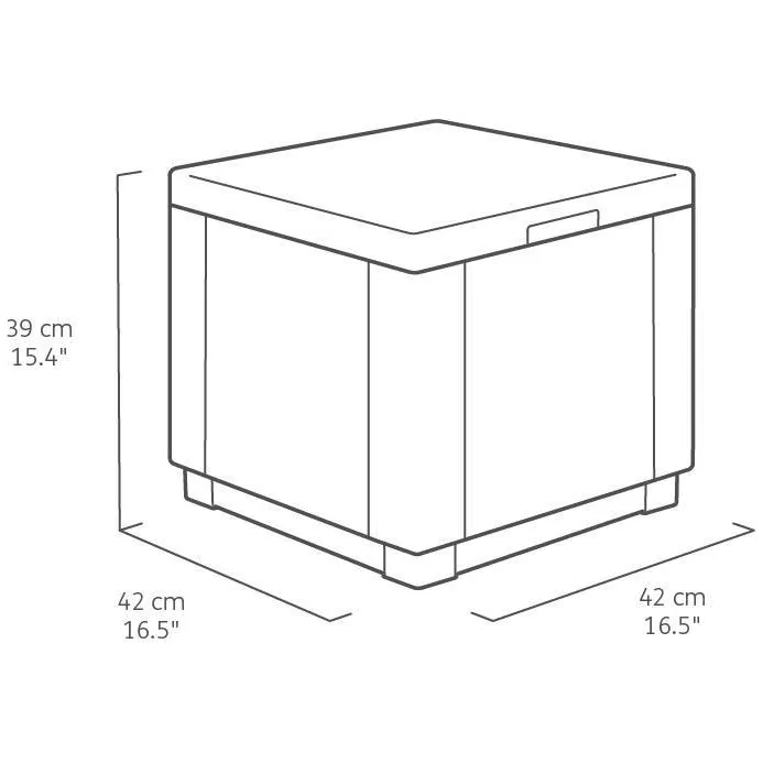 Allibert Cube hocker met opbergruimte (42x42 cm) grafiet, foto 6