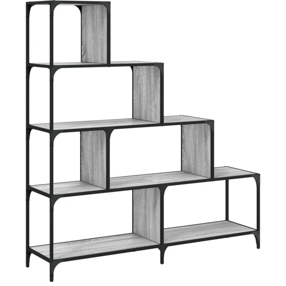 vidaXL Boekenkast 4-laags 139x33,5x149 cm bewerkt hout grijs sonoma, foto 3