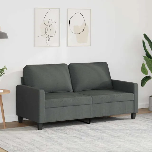 vidaXL Tweezitsbank 140 cm stof donkergrijs grijs