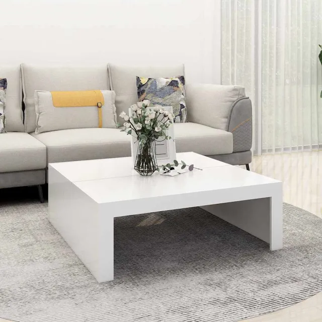 vidaXL Salontafel 100x100x35 cm bewerkt hout wit, foto 2