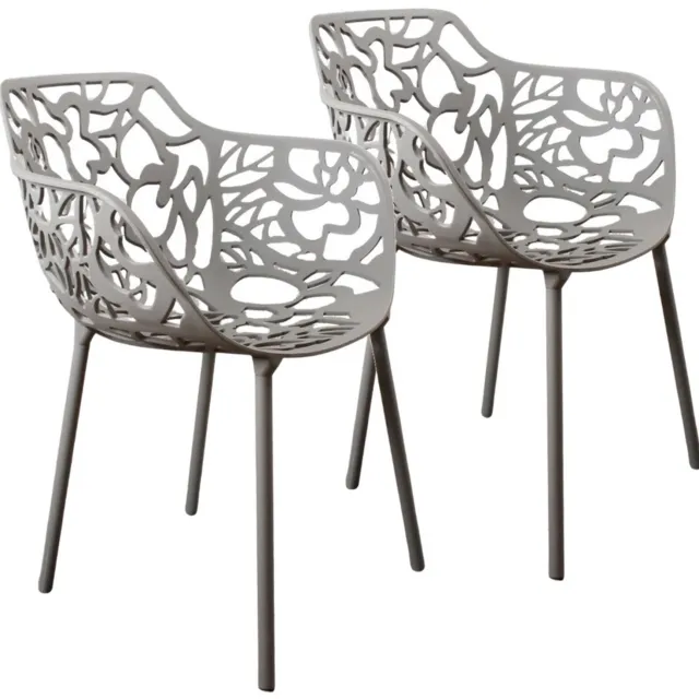 DS4U Cast eetkamerstoel - Set van 2 - Lichtgrijs - Aluminium - Met armleuning