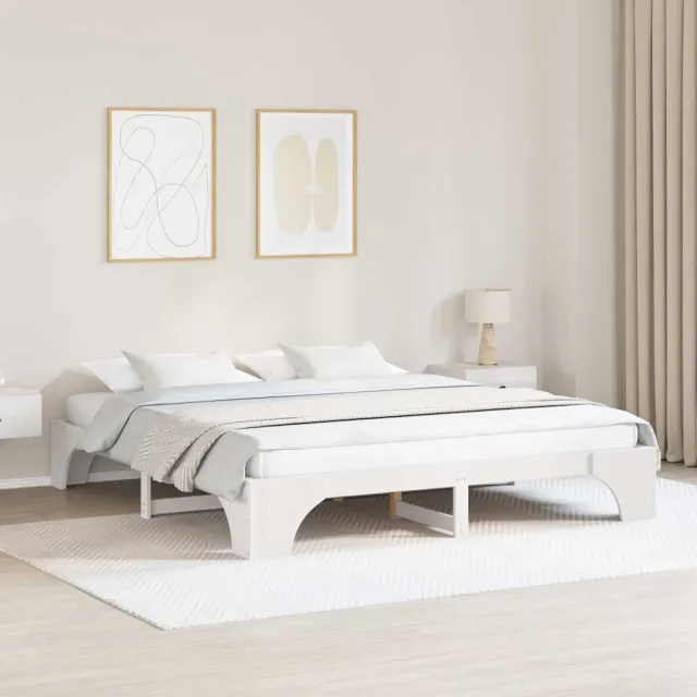 vidaXL Bedframe Wit 200 x 200 cm Massief grenenhout