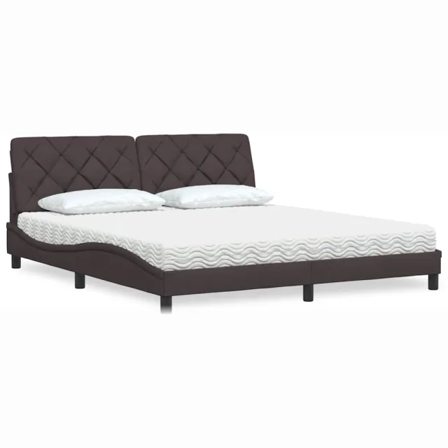vidaXL Bed met matras stof donkerbruin 180x200 cm