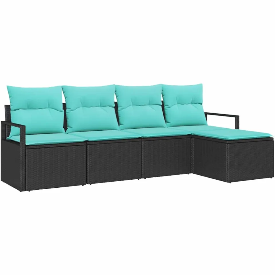 vidaXL Bankstel 5 st Zwart poly rattan