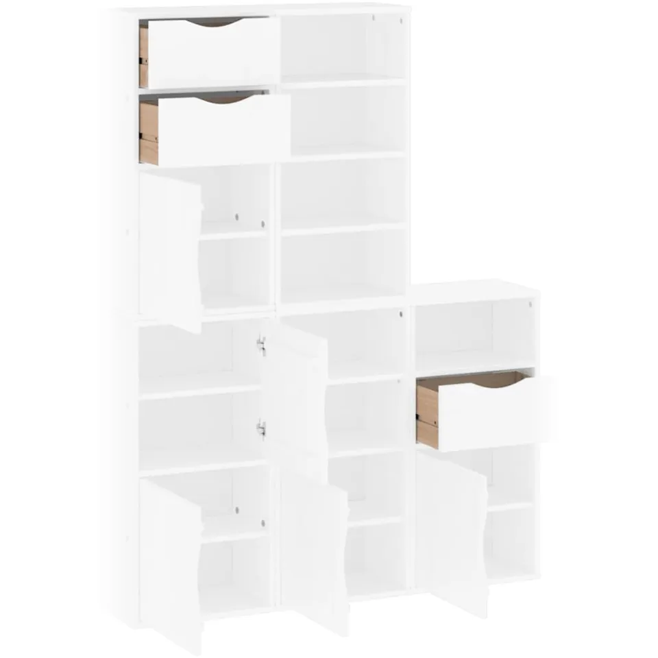 vidaXL Bijzetkasten 5 st ODDA 40x24x79 cm massief grenenhout wit, foto 4