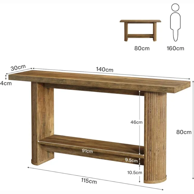 OKWISH Consoletafel - Modern En Ruimtebesparend - Voor Hal En Woonkamer - Houtlook Bruin - Smal Ontwerp