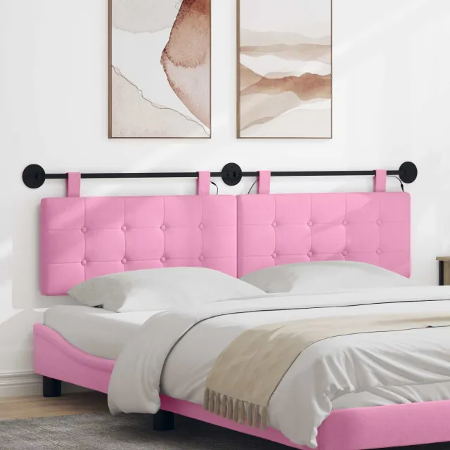 vidaXL Hangend hoofdbord Roze Stof