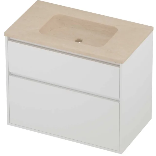 Proline Rollo Badmeubelset Hardsteen Elegant 80x46x67 cm Sand Stone Mat White Mat Wit