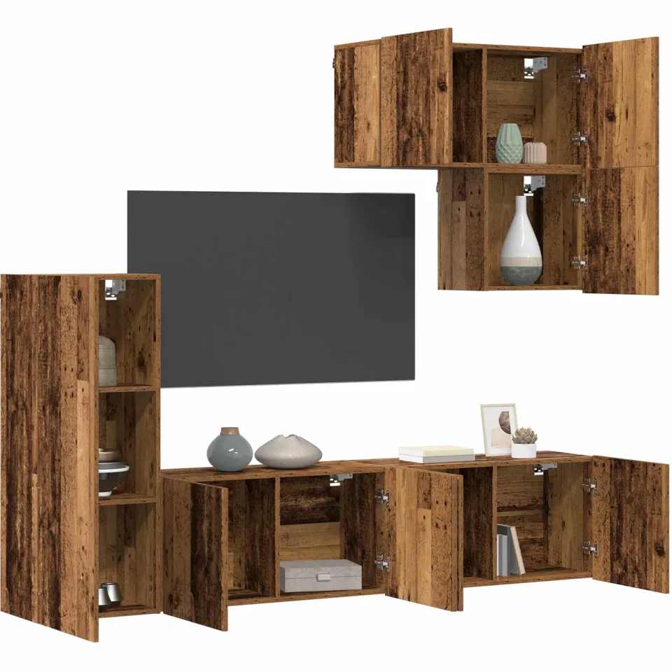vidaXL TV-wandmeubel 5 st 240 x 30 x 183 cm Oud Hout bruin, foto 3