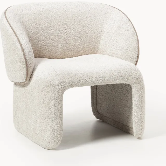Westwing Collection Gestoffeerde stoel Pina Beige, Wit