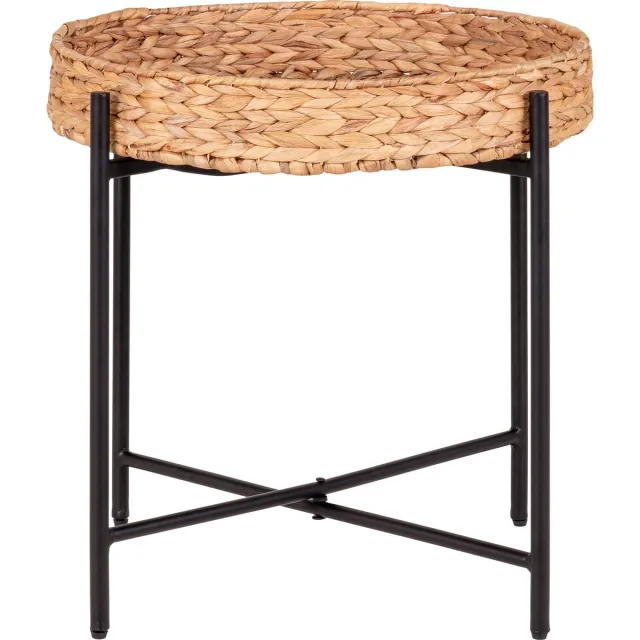 House Nordic Bijzettafel Naro Waterhyacint Rond Ø50cm Naturel