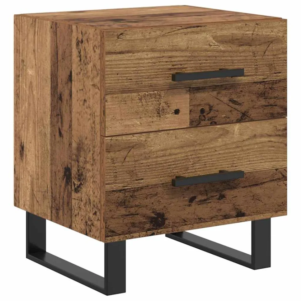 vidaXL Nachtkastje Oudhout 40 x 35 x 47,5 cm Bewerkt hout bruin, foto 3