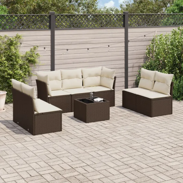 vidaXL 8-delige Loungeset met kussens poly rattan bruin, foto 2