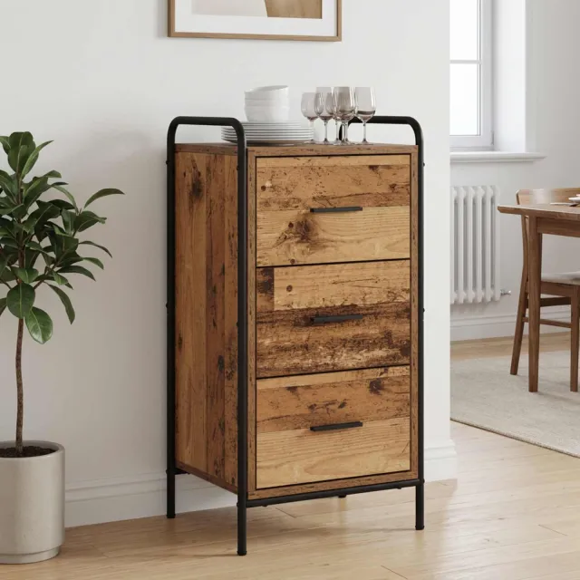 vidaXL Dressoir Oud hout 97 x 33 x 81 cm Bewerkt hout Bruin