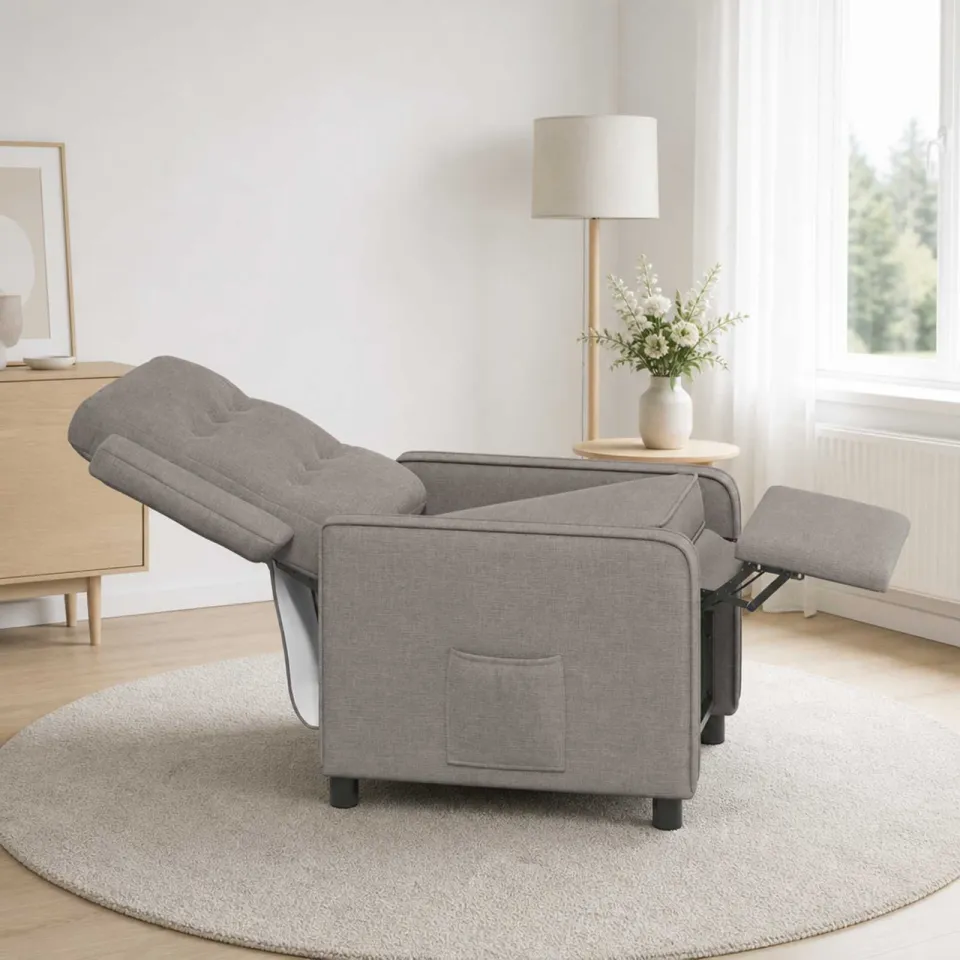 vidaXL Ligstoel Taupe 65 x 93 x 102 cm Stof, foto 3