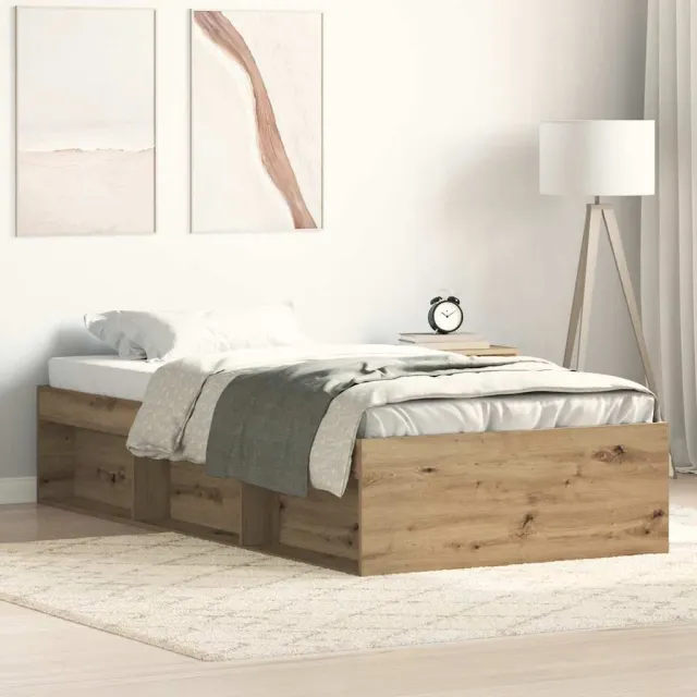 vidaXL Bedframe zonder matras spaanplaat artisanaal eikenkleurig Bruin