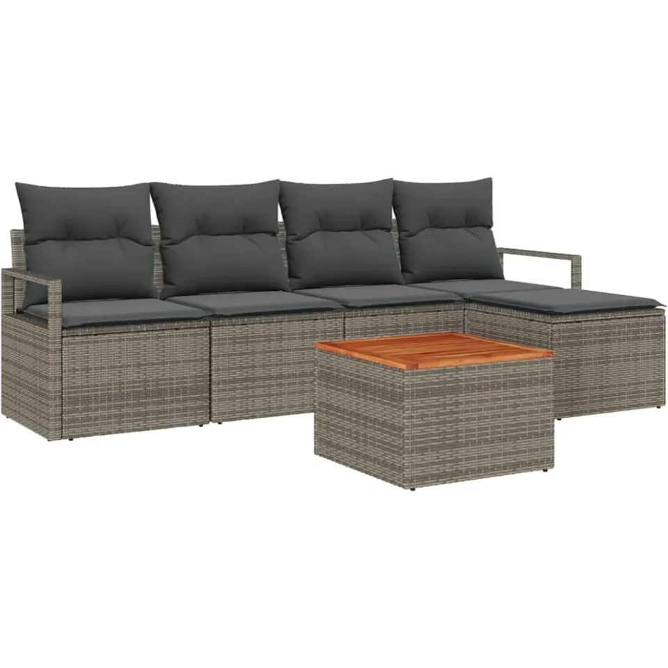 vidaXL Tuinbankenset 6 st Grijs poly rattan