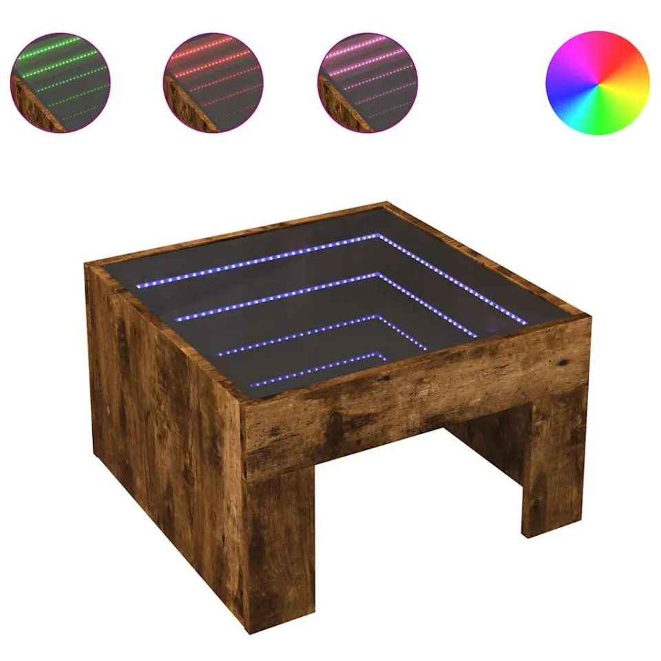 vidaXL Salontafel met Infinity LED 50x50x30 cm gerookt eikenkleurig, foto 4