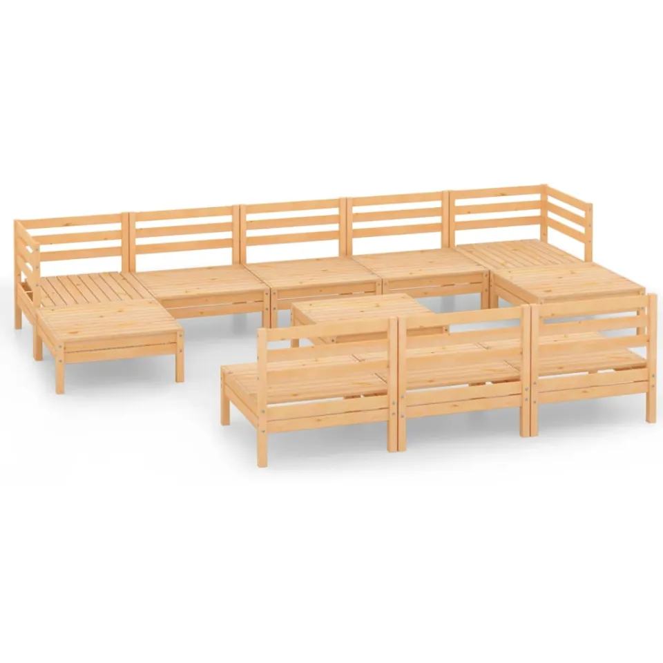 vidaXL 11-delige Loungeset massief grenenhout Bruin
