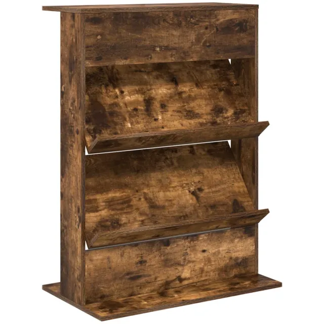 vidaXL Tijdschriftenrek - Rook - Eiken - 70 - x - 41 - x - 96 - cm - Bewerkt - hout Gerookt eiken