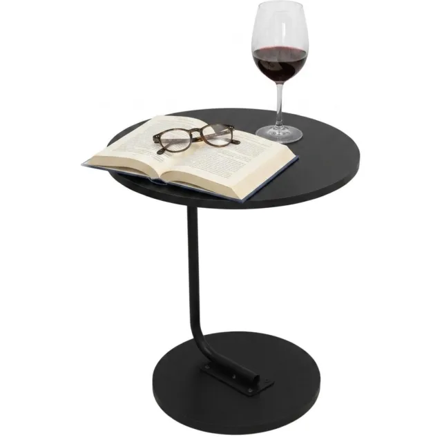 Gerimport bijzettafel Sonia - zwart - rond - 34 x 46 cm - mdf hout - koffietafel - kleine houten tafeltjes