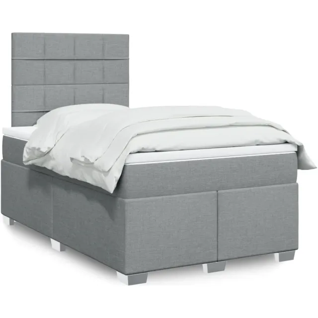 vidaXL Boxspring met matras stof lichtgrijs 120x190 cm grijs