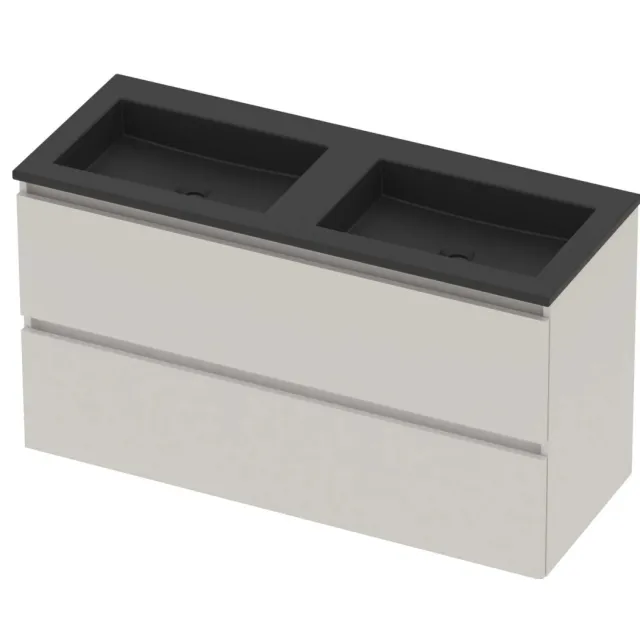 Basic-Line Aura 46 Badmeubelset Acryl 120x46x62 cm A46MZCHW120D0 Ice White Mat Zwart