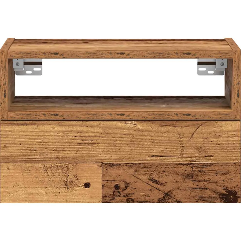vidaXL Nachtkastjes 2 st wandgemonteerd 45x26x28,5 cm oud houtkleurig bruin, foto 4