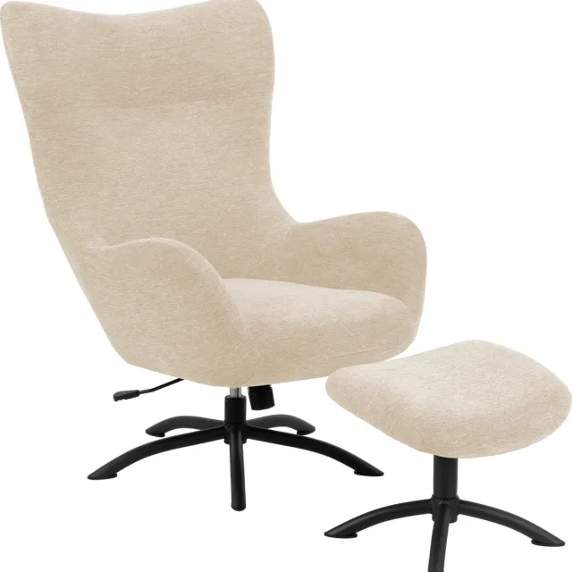Giga Living Fauteuil Marc Beige met Voetenbank - Giga Living
