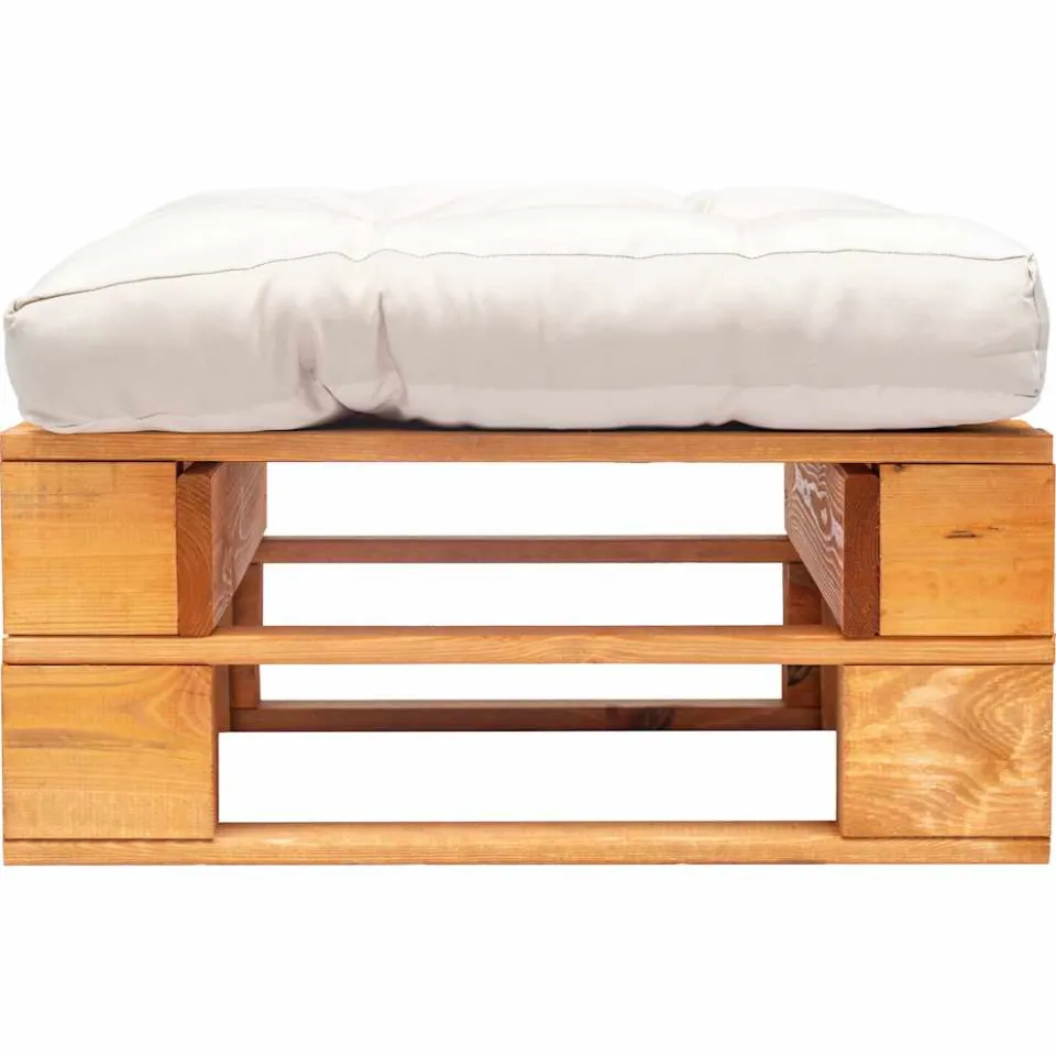 vidaXL Tuinpoef met zandkleurig kussen pallet hout honingbruin, foto 2