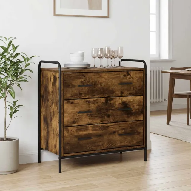 vidaXL Ladenkast Gerookt eiken 70 x 39,5 x 71 cm Bewerkt hout Bruin