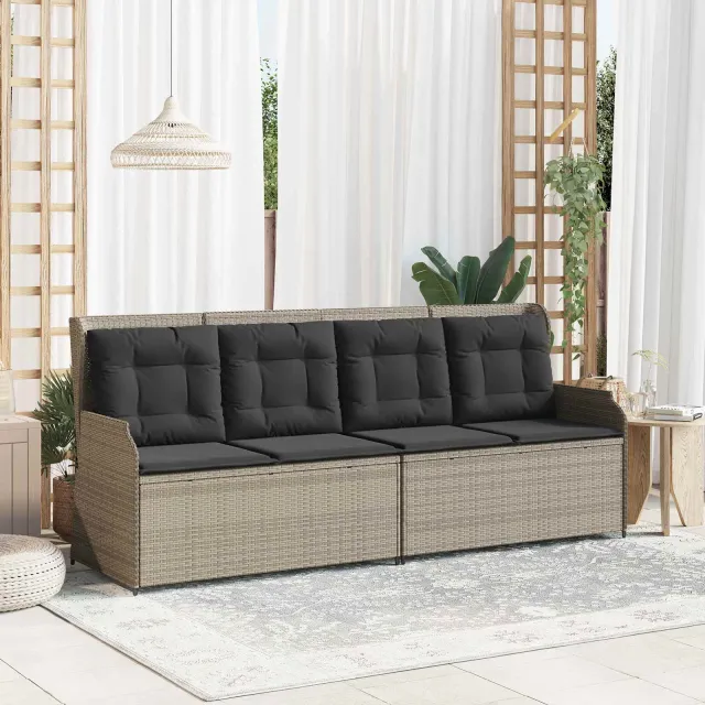 vidaXL Tuinbank 2-zits Lichtgrijs poly rattan, foto 2