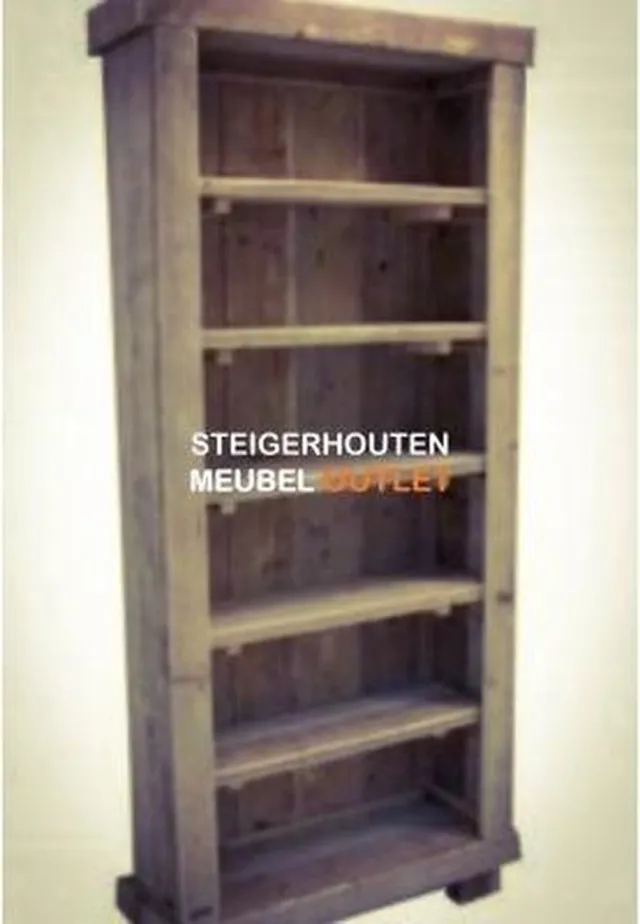 www.meubelproductie Boekenkast Steigerhout Two Verouderd steigerhout