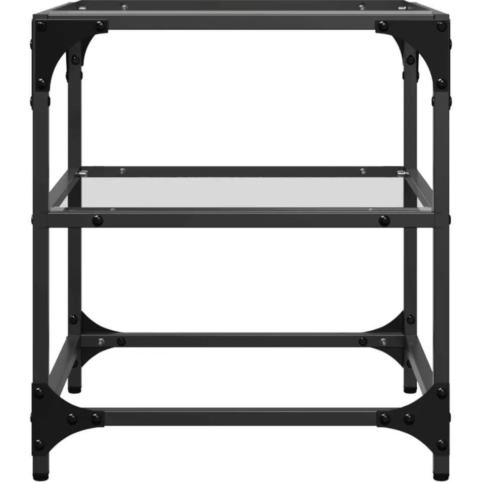 vidaXL Salontafels 2 st met transparant glazen blad 40x40x45 cm staal transparent, foto 4