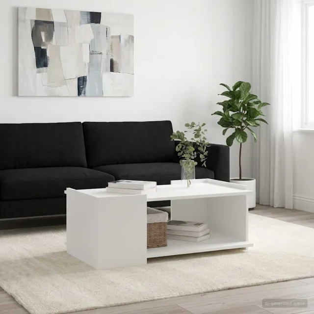 vidaXL Salontafel Wit 90 x 50 x 33 cm Bewerkt hout, foto 2