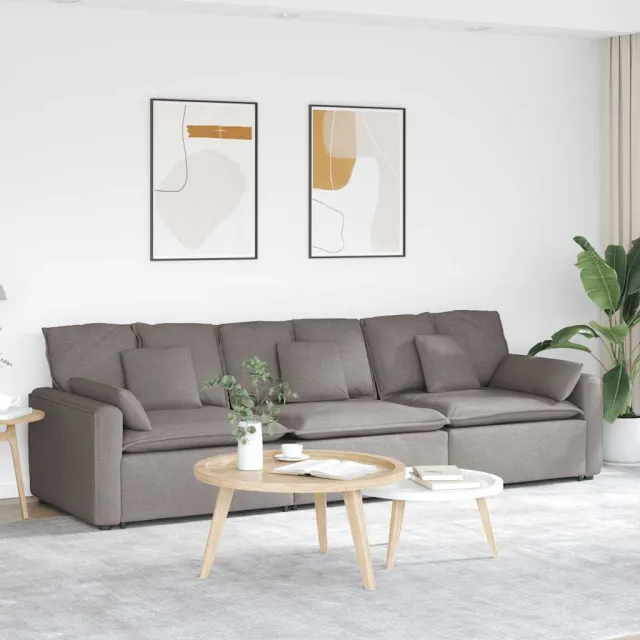 vidaXL Modulaire bank met kussens taupe