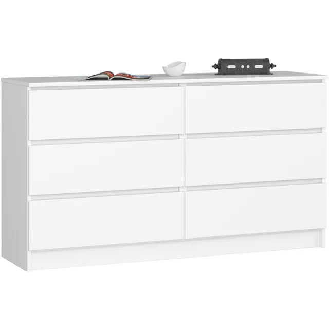 Akord Ladekast K140 met 6 Lades / AKORD Furniture Factory / Wit / 138 x 77 x 40 cm