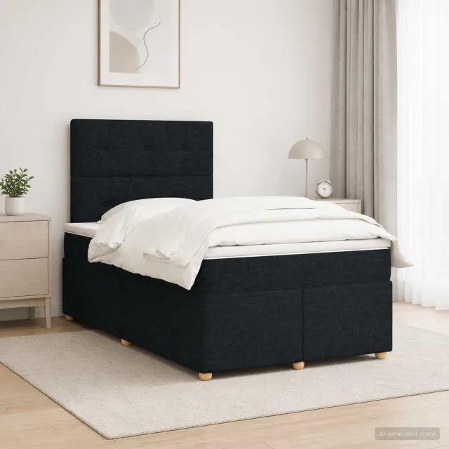 vidaXL Boxspringbed met matras Zwart 120 x 190 cm Stof