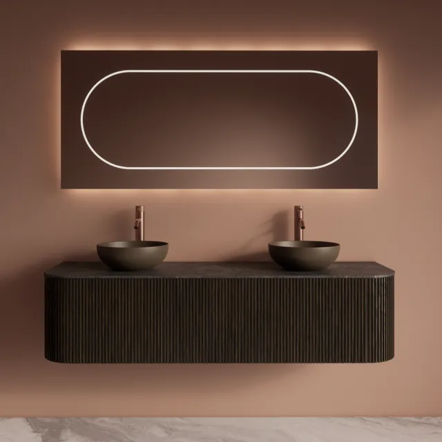 Gliss Design Badkamermeubelset Gliss Design Alluro 160 cm Charcoal Zwart