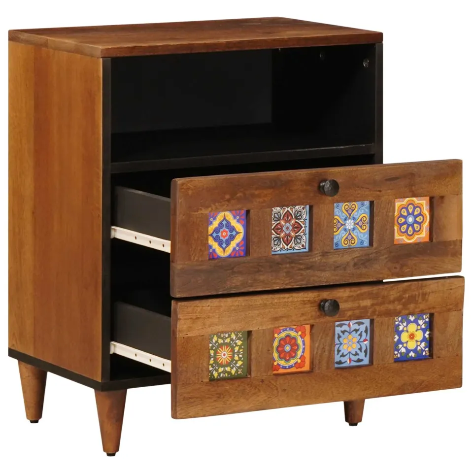 vidaXL Nachtkastje Bruin 50 x 33 x 62 cm Massief Mango Hout