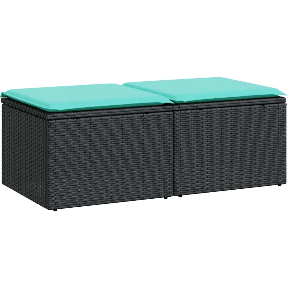 vidaXL 2-delige Loungeset met kussens poly rattan acacia zwart, foto 3