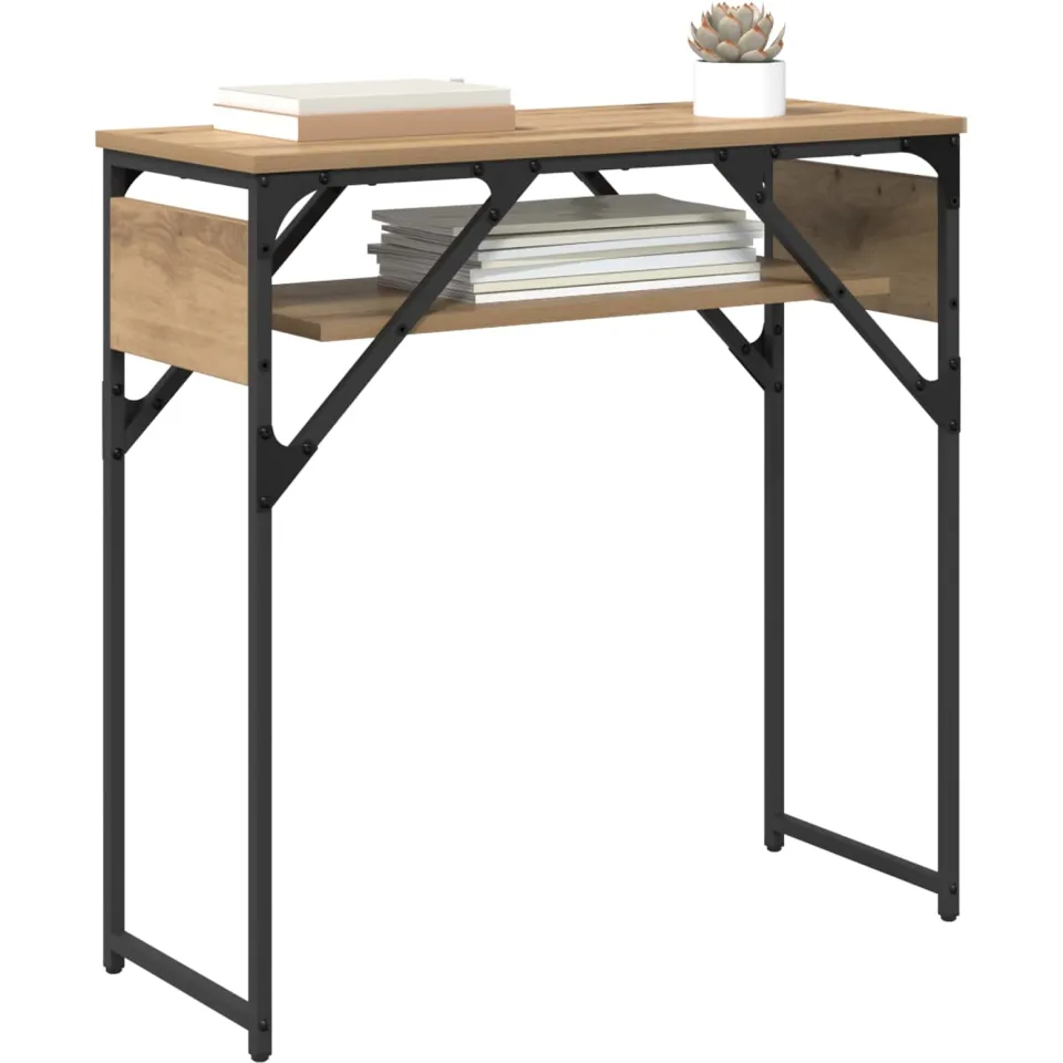 vidaXL Consoletafel Artisan Eiken Bewerkt hout 75x30x75cm Bruin