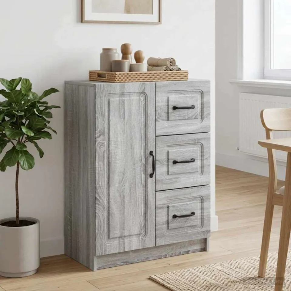 vidaXL Dressoir met lade Grijs sonoma 66 x 34,5 x 87 cm Bewerkt hout, foto 3