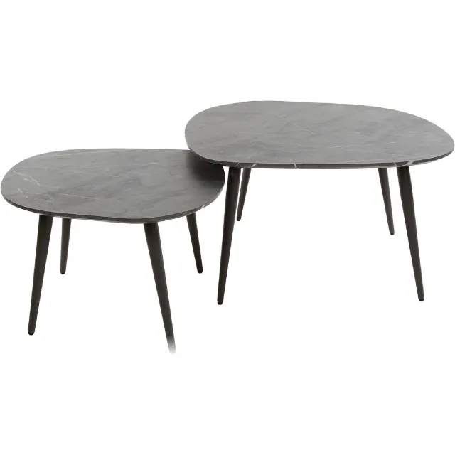 Nest of Nora Salontafel set van 2 Jorin - Modern design - Grafiet keramieklook Grijs