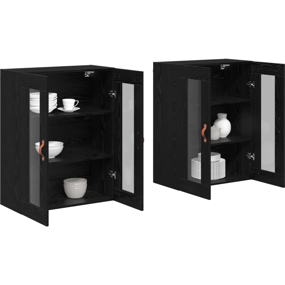 vidaXL Wandkasten 2 st Zwart Eiken 69,5 x 34 x 90 cm Bewerkt hout