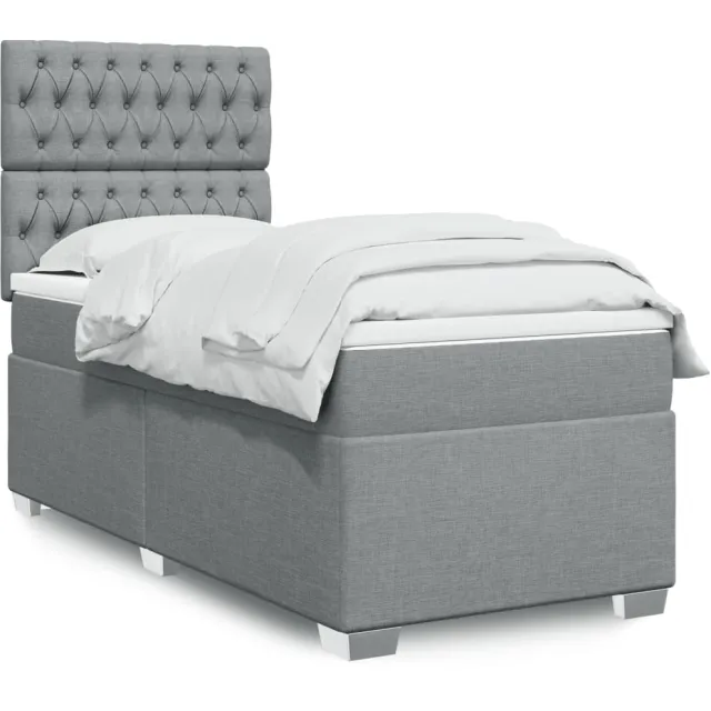 vidaXL Boxspring met matras stof lichtgrijs 100x200 cm grijs